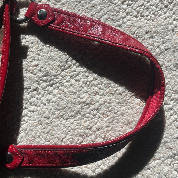 Vintage Coach Red and Tan Signature Shoulder Bag - Picture 7 of 8